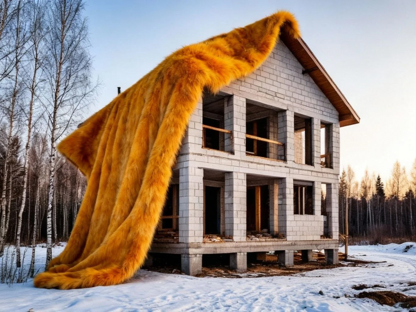 Как зимой утеплить дом снаружи. Изображение создано с помощью ИИ. Как зимой утеплить дом снаружи. Изображение создано с помощью ИИ.