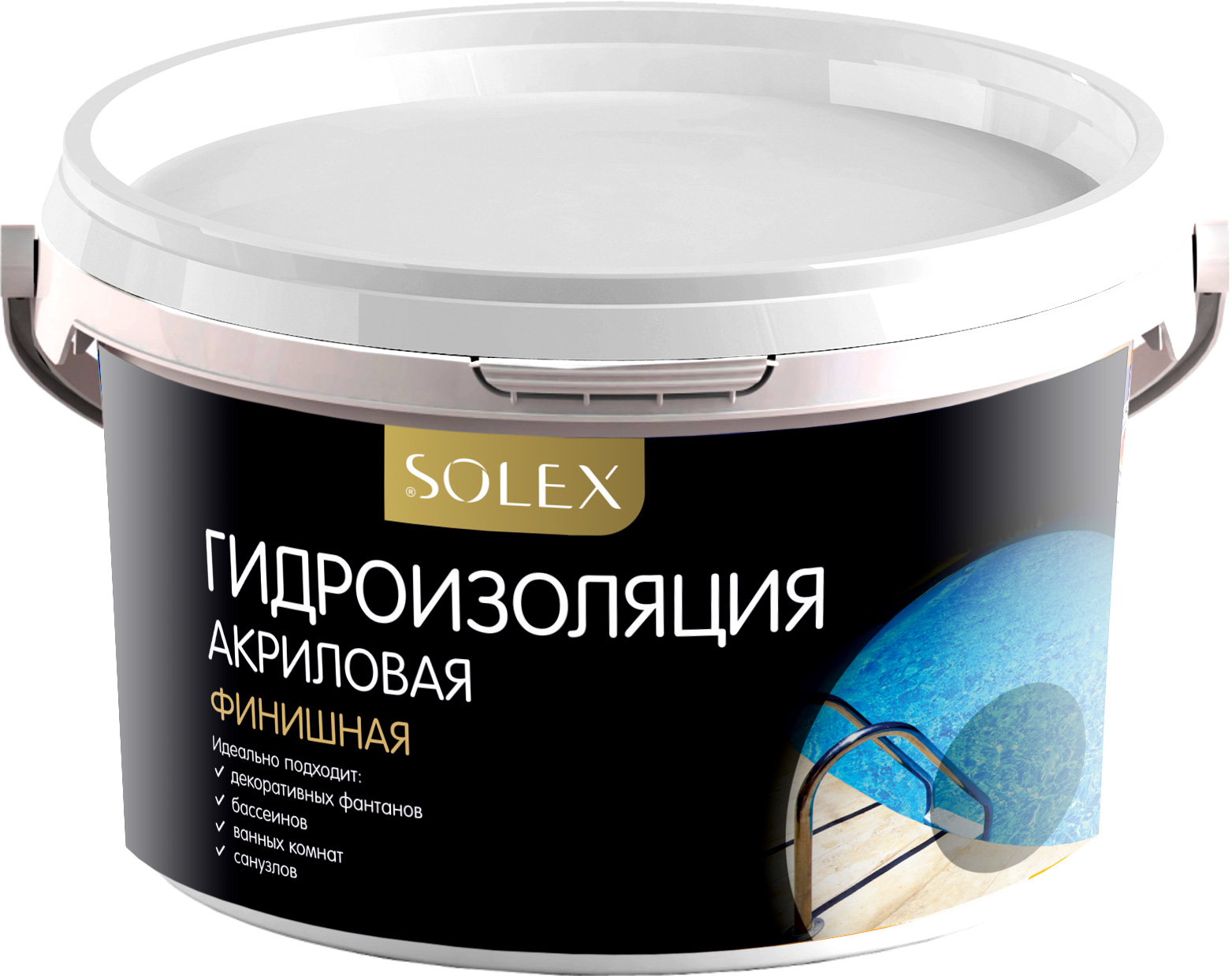 Гидроизоляция финишная акриловая, 3 кг, SOLEX