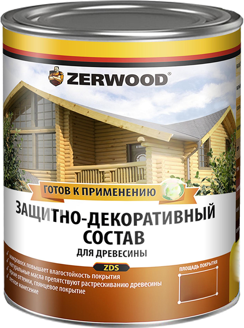Защитно-декоративный состав ZERWOOD ZDS для древесины, калужница, 3 л