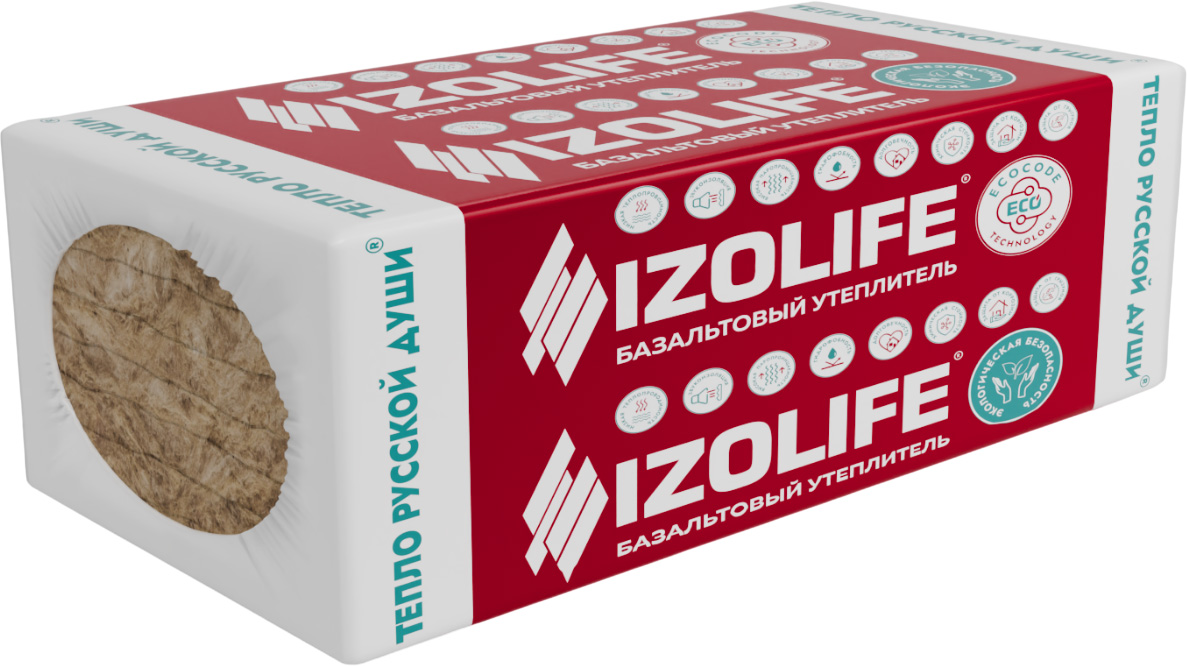 Утеплитель минераловатный базальтовый ПЖ-120 Изолайф ФАС Универсал 1200х600х50 мм (6 шт., 4,32 м², 0,216 м³)