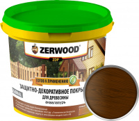 Защитно-декоративное покрытие ZERWOOD ZDP аквалазурь, орех, 0.9 кг